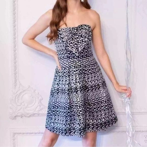 EVA FRANCO x ANTHROPOLOGIE FIFI Metallic Strapless Bow Front Dress Size 2 - Picture 1 of 12